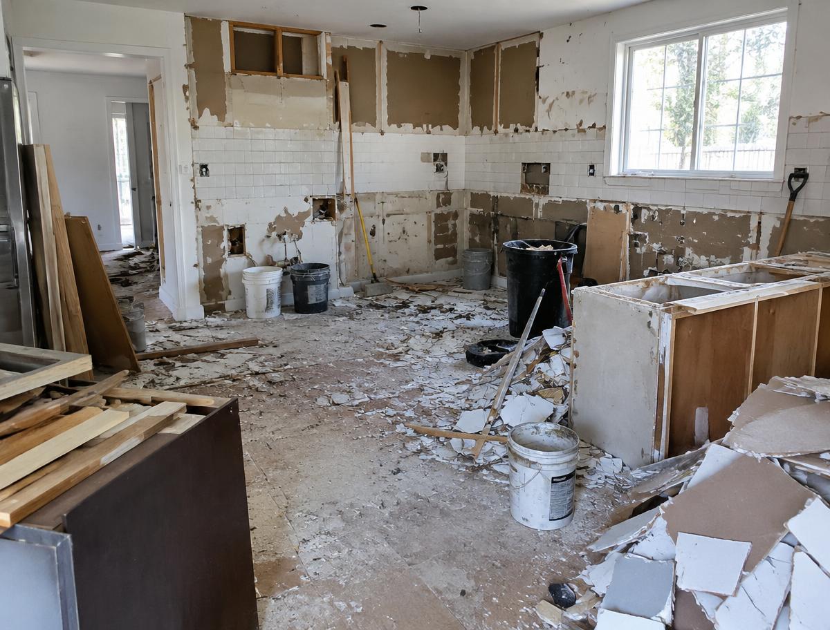 Renovation debris — before