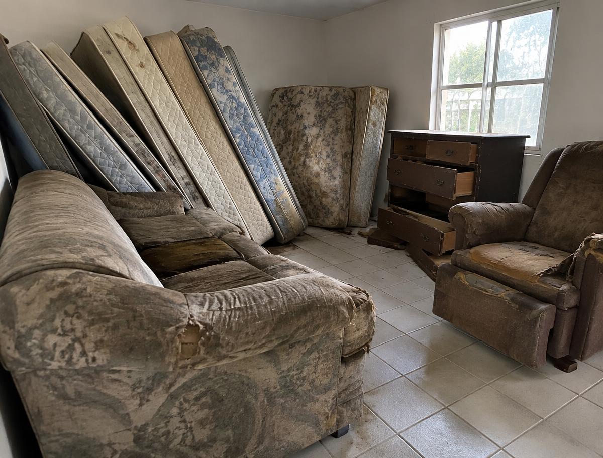 Old furniture & mattresses — before
